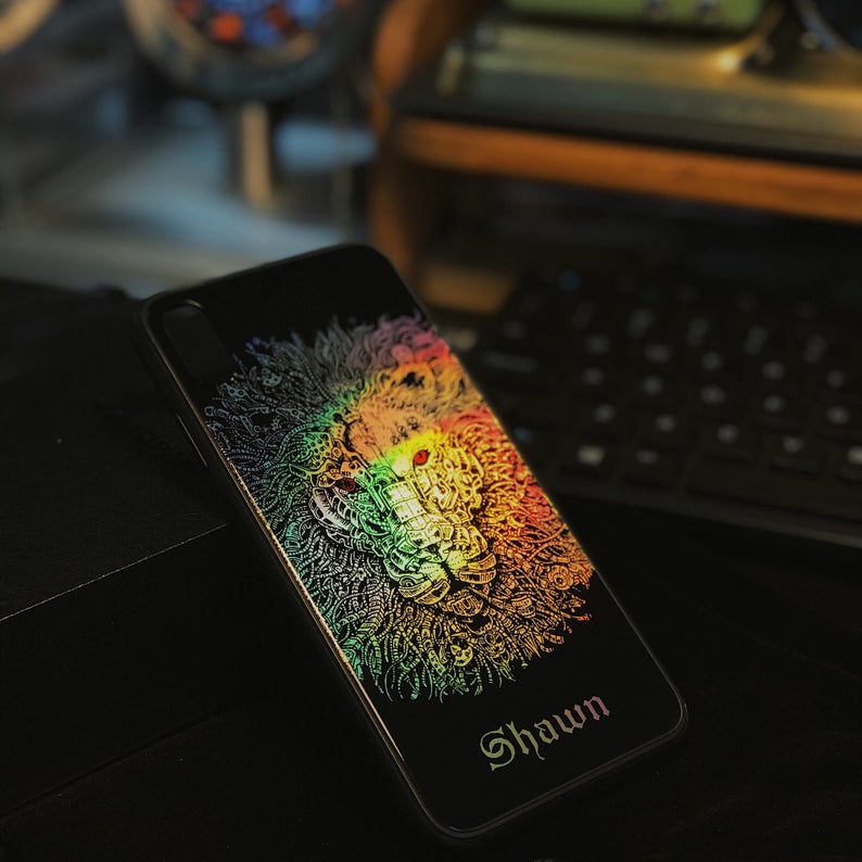 Customized Sci-fi Phone Case Hand Made with Pure Gold Originally Unique Designed Cyberpunk Art For Tech Lovers iPhone Gift for Man Him Her