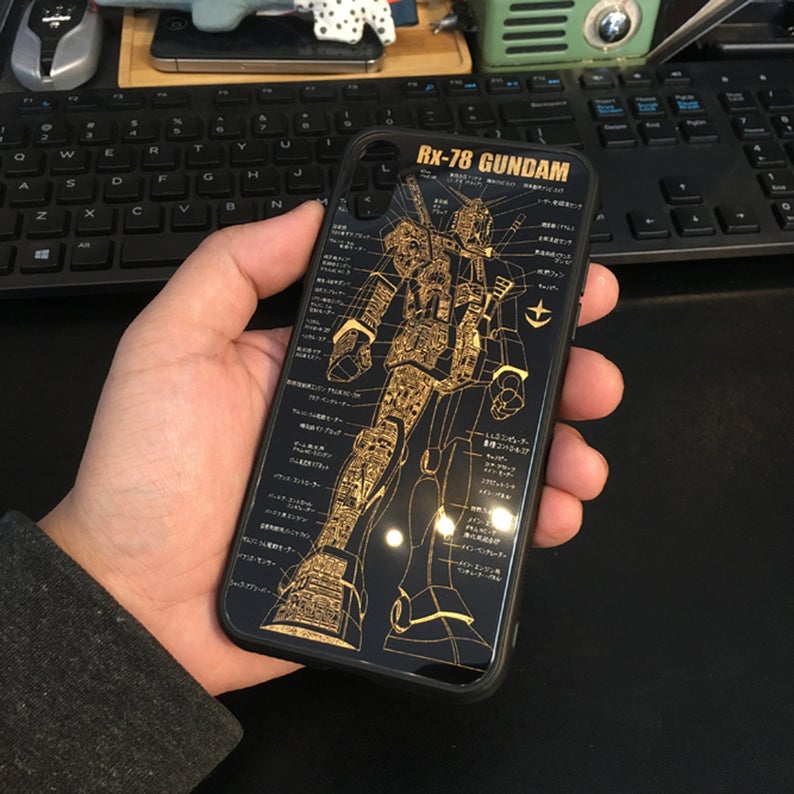 Customized Sci-fi Phone Case Hand Made with Pure Gold Originally Unique Designed Cyberpunk Art For Tech Lovers iPhone Gift for Man Him Her