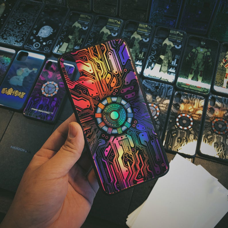Customized Sci-fi Phone Case Hand Made with Pure Gold Originally Unique Designed Cyberpunk Art For Tech Lovers iPhone Gift for Man Him Her