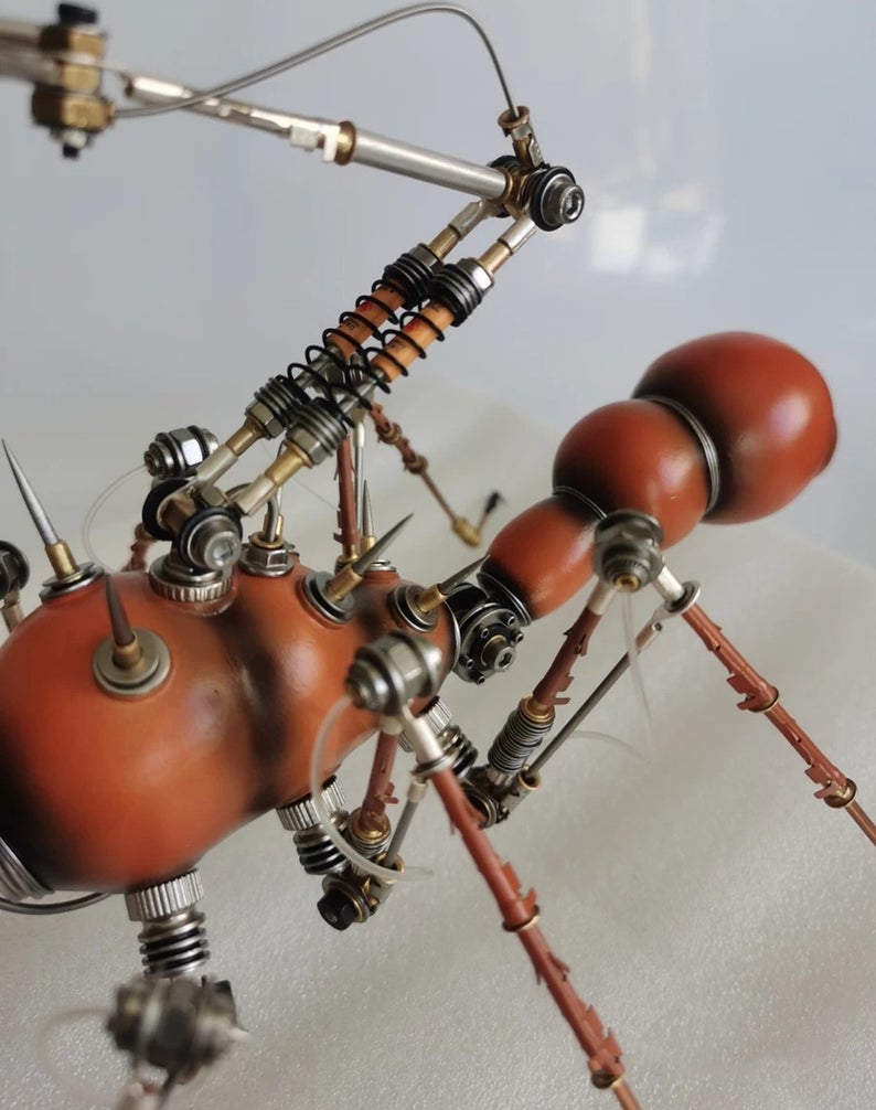 Steampunk Mechanical Mutant 3D Leaf-cutting Ant Sculpture Handmade Crafts Sculpture for Collecting Table Home Art Decor Robots Aesthetic Art