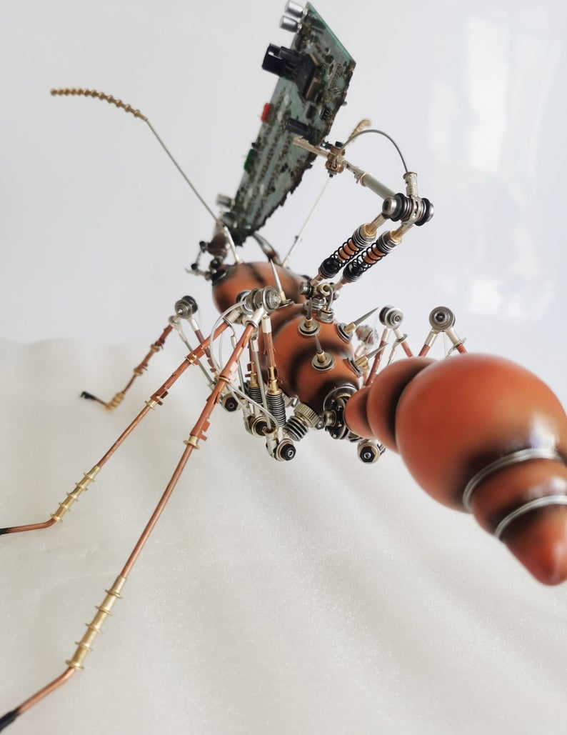 Steampunk Mechanical Mutant 3D Leaf-cutting Ant Sculpture Handmade Crafts Sculpture for Collecting Table Home Art Decor Robots Aesthetic Art