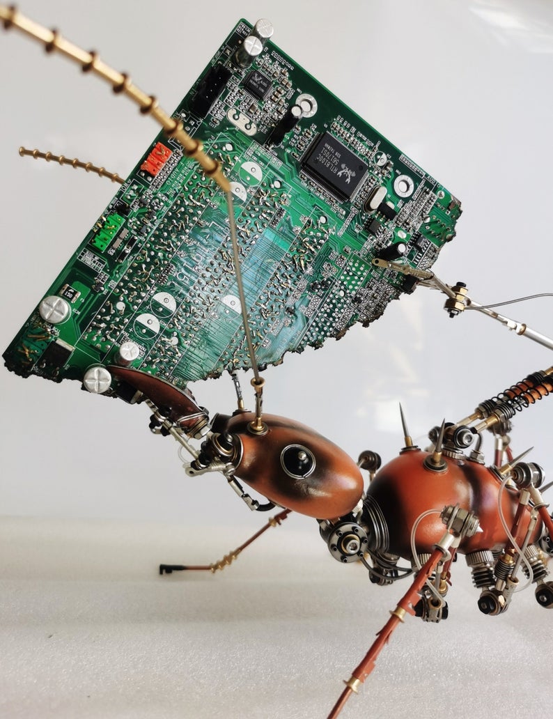 Steampunk Mechanical Mutant 3D Leaf-cutting Ant Sculpture Handmade Crafts Sculpture for Collecting Table Home Art Decor Robots Aesthetic Art