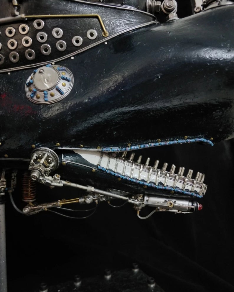 Steampunk Mechanical Mutant Sperm Whale Nuclear Submarine With Light 3D Sculpture Handmade Desk Table Aesthetic Art Decor Ornament Robots