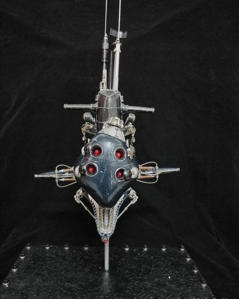 Steampunk Mechanical Mutant Sperm Whale Nuclear Submarine With Light 3D Sculpture Handmade Desk Table Aesthetic Art Decor Ornament Robots