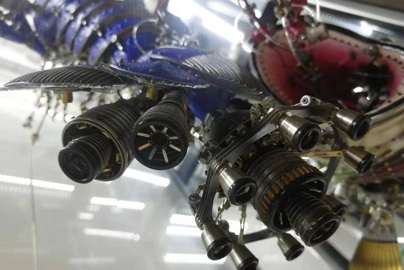 Steampunk Mechanical Mutant 3D Giant Blue Shrimp Sculpture Handmade Creature Crafts for Table Home Art Decor Robots Aesthetic Art