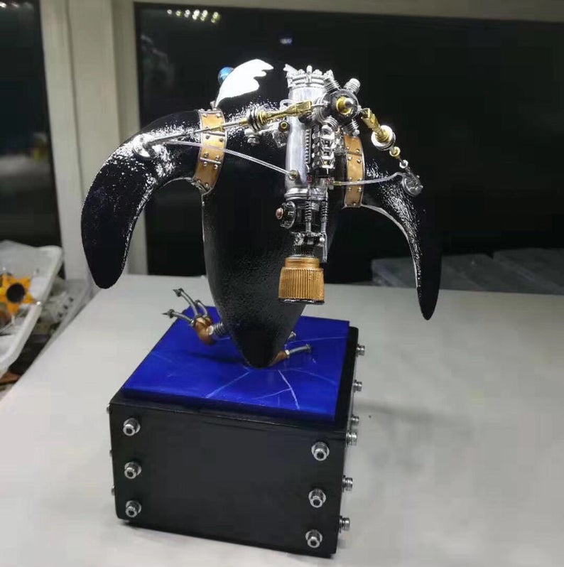 Steampunk Mechanical Mutant 3D Penguin Sculpture Handmade Creature Crafts for Table Home Art Decor Robots Aesthetic Art