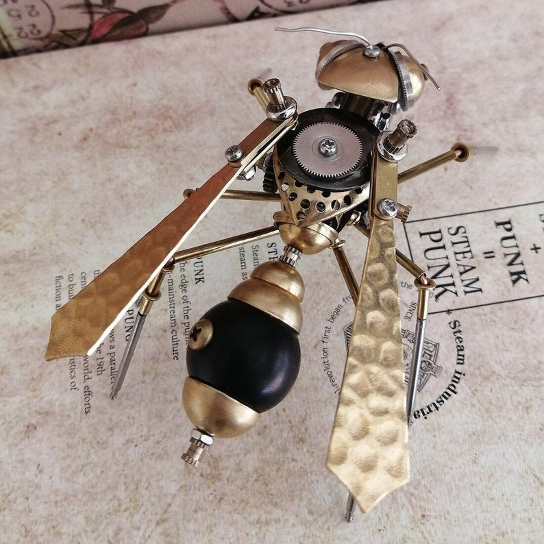 Mechanical Large Wasp steampunk | Metal handmade finished insect Model decor Ornaments