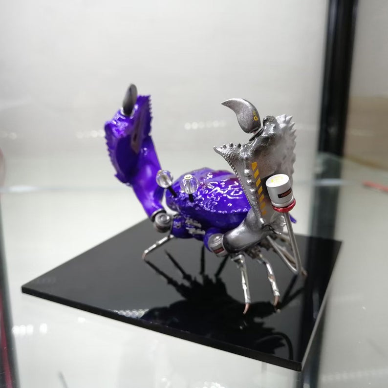 Mechanical Mutant 3D Purple Dungeness Crab Sculpture Handmade Crafts Sculpture for Table Home Art Decor Steampunk Robots Aesthetic Art