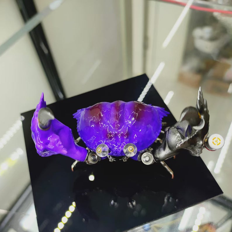 Mechanical Mutant 3D Purple Dungeness Crab Sculpture Handmade Crafts Sculpture for Table Home Art Decor Steampunk Robots Aesthetic Art