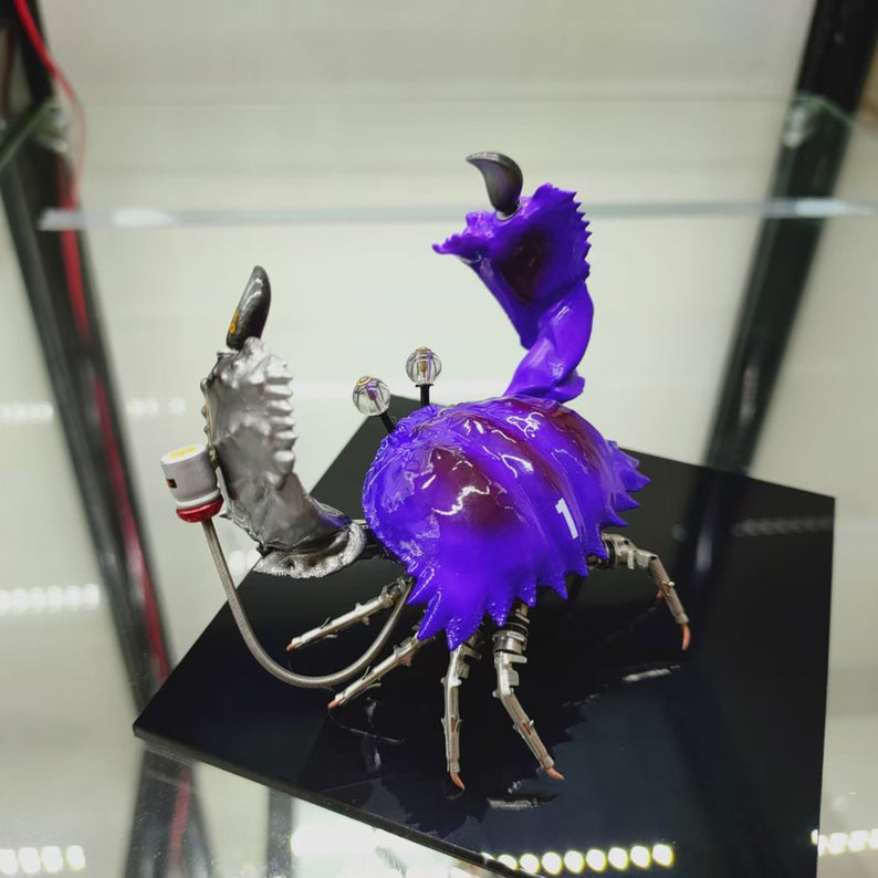 Mechanical Mutant 3D Purple Dungeness Crab Sculpture Handmade Crafts Sculpture for Table Home Art Decor Steampunk Robots Aesthetic Art