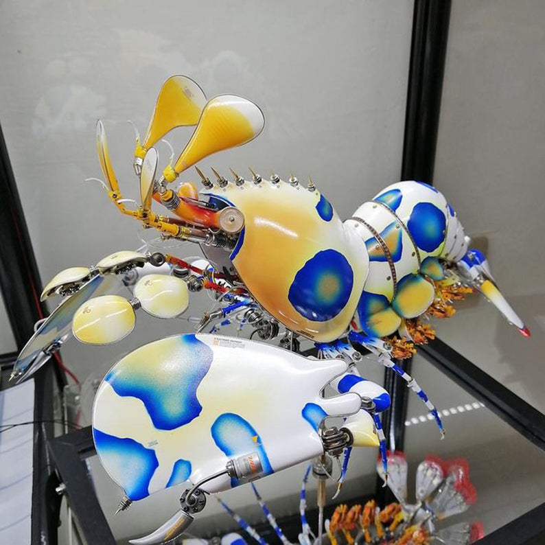 Mechanical Mutant 3D Harlequin Shrimp Sculpture Handmade Crafts Sculpture for Table Home Art Decor Steampunk Robots Aesthetic Art