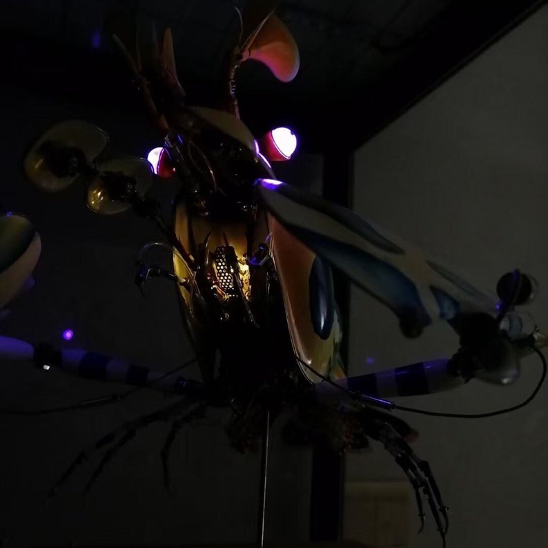 Mechanical Mutant 3D Harlequin Shrimp Sculpture Handmade Crafts Sculpture for Table Home Art Decor Steampunk Robots Aesthetic Art