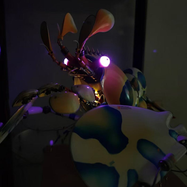 Mechanical Mutant 3D Harlequin Shrimp Sculpture Handmade Crafts Sculpture for Table Home Art Decor Steampunk Robots Aesthetic Art