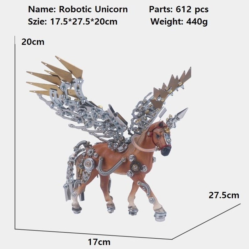 Variant unicorn | 752Pcs DIY Metal Mechanical Models 3D Assembly Puzzle Kits