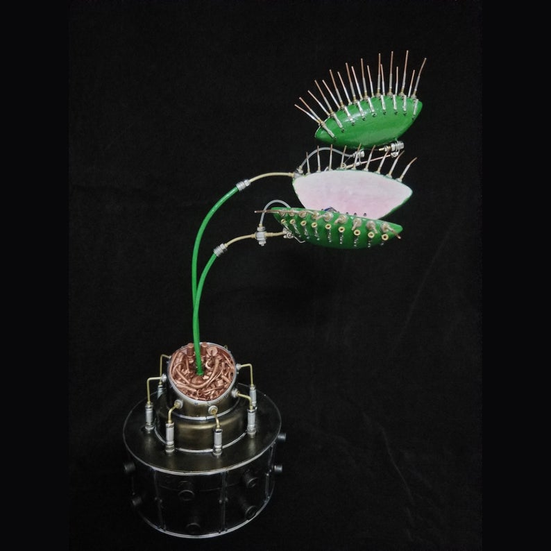 Mechanical Mutant 3D Dionaea Muscipula Sculpture Handmade Crafts Sculpture for Table Home Art Decor Steampunk Robots Aesthetic Art