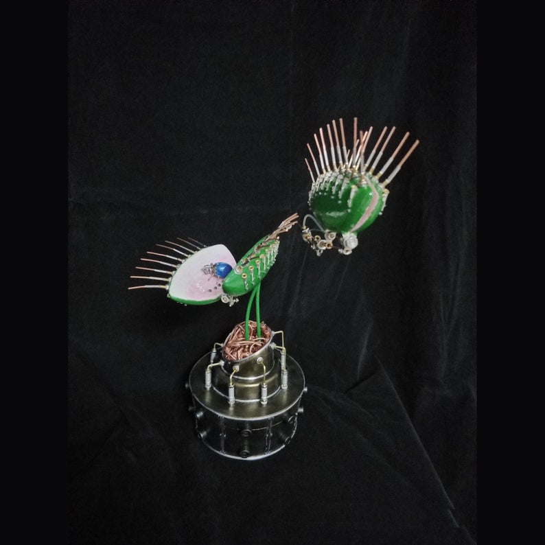 Mechanical Mutant 3D Dionaea Muscipula Sculpture Handmade Crafts Sculpture for Table Home Art Decor Steampunk Robots Aesthetic Art