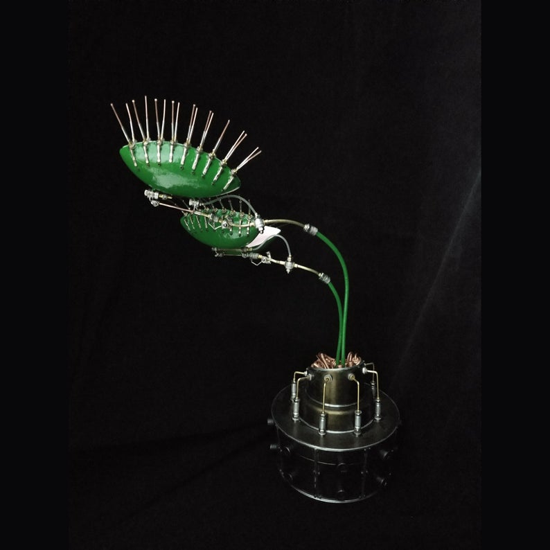 Mechanical Mutant 3D Dionaea Muscipula Sculpture Handmade Crafts Sculpture for Table Home Art Decor Steampunk Robots Aesthetic Art