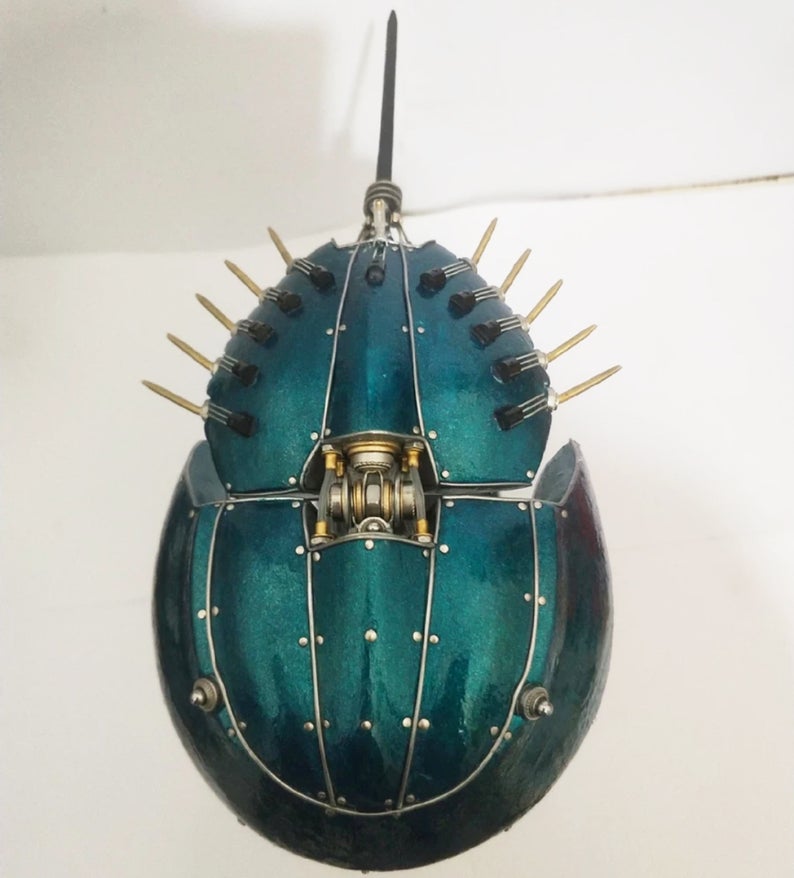 Mechanical Mutant 3D Horseshoe Crab Sculpture Handmade Crafts for Table Home Art Decor Steampunk Robots Aesthetic Art