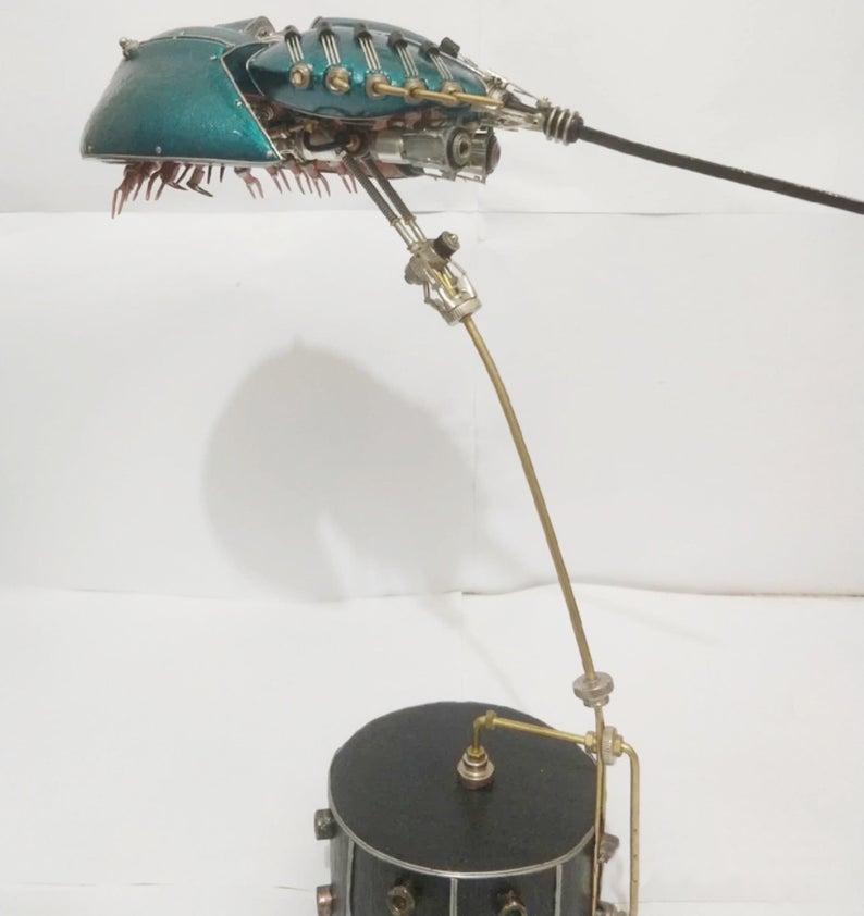 Mechanical Mutant 3D Horseshoe Crab Sculpture Handmade Crafts for Table Home Art Decor Steampunk Robots Aesthetic Art