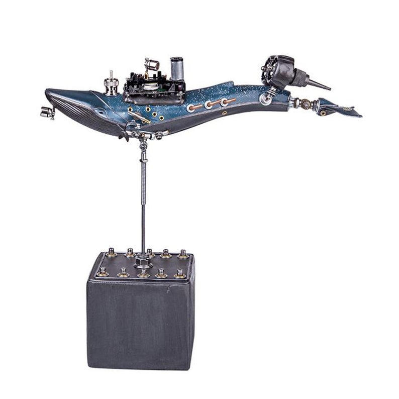 Steampunk Mutant Abandoned Whale Warship Metal Assembled With Light 3D Handmade Crafts Desk Table Wall Decor Ornament Robots Aesthetic Art