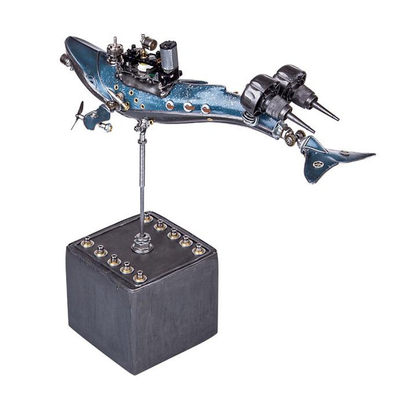 Steampunk Mutant Abandoned Whale Warship Metal Assembled With Light 3D Handmade Crafts Desk Table Wall Decor Ornament Robots Aesthetic Art
