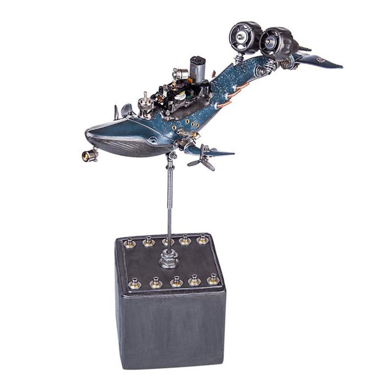 Steampunk Mutant Abandoned Whale Warship Metal Assembled With Light 3D Handmade Crafts Desk Table Wall Decor Ornament Robots Aesthetic Art