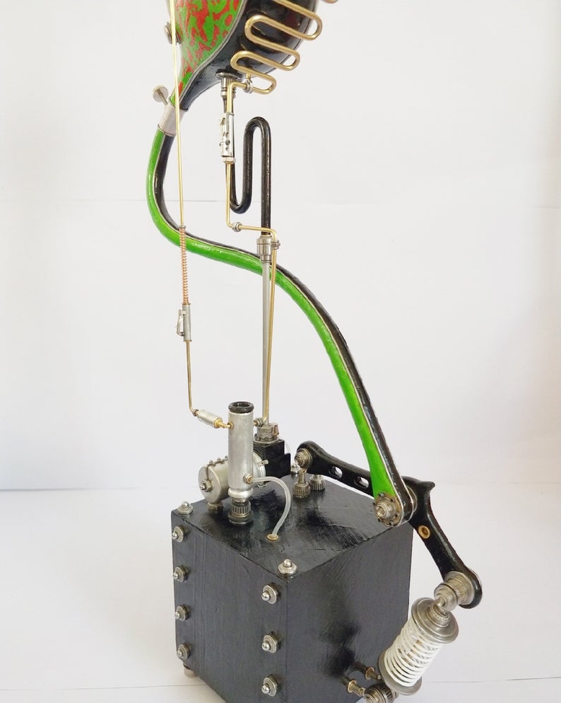 Mechanical Mutant 3D Frog Having A Hot Shower Sculpture Handmade Crafts Sculpture for Table Home Art Decor Steampunk Robots Aesthetic Art