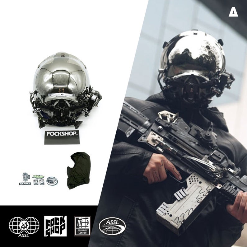 CyberPunk Future Tech Helmet 3D role-playing Mask Surrounding Atmosphere Light Science Fiction sci-fi Photo Movie Cosplay Props