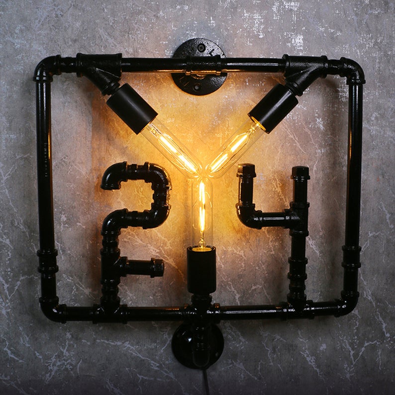 24 Kobe Bryant Industrial Steampunk Vintage Wall Lamp Made by Copper Pipe In Love Memory of Kobe Bryant Perfect For Wall Lightening Decor
