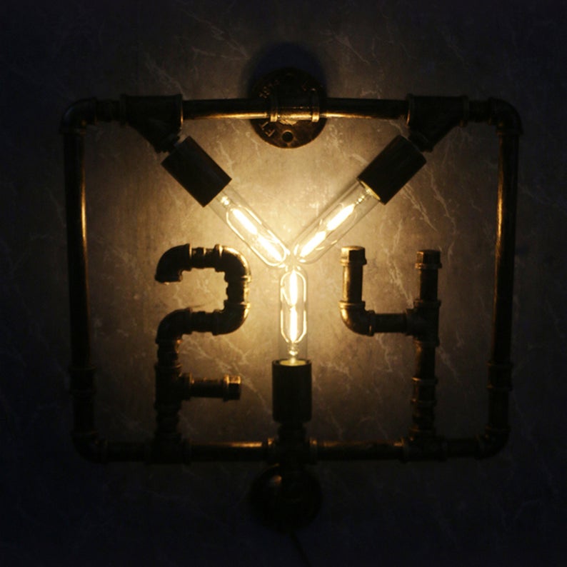 24 Kobe Bryant Industrial Steampunk Vintage Wall Lamp Made by Copper Pipe In Love Memory of Kobe Bryant Perfect For Wall Lightening Decor