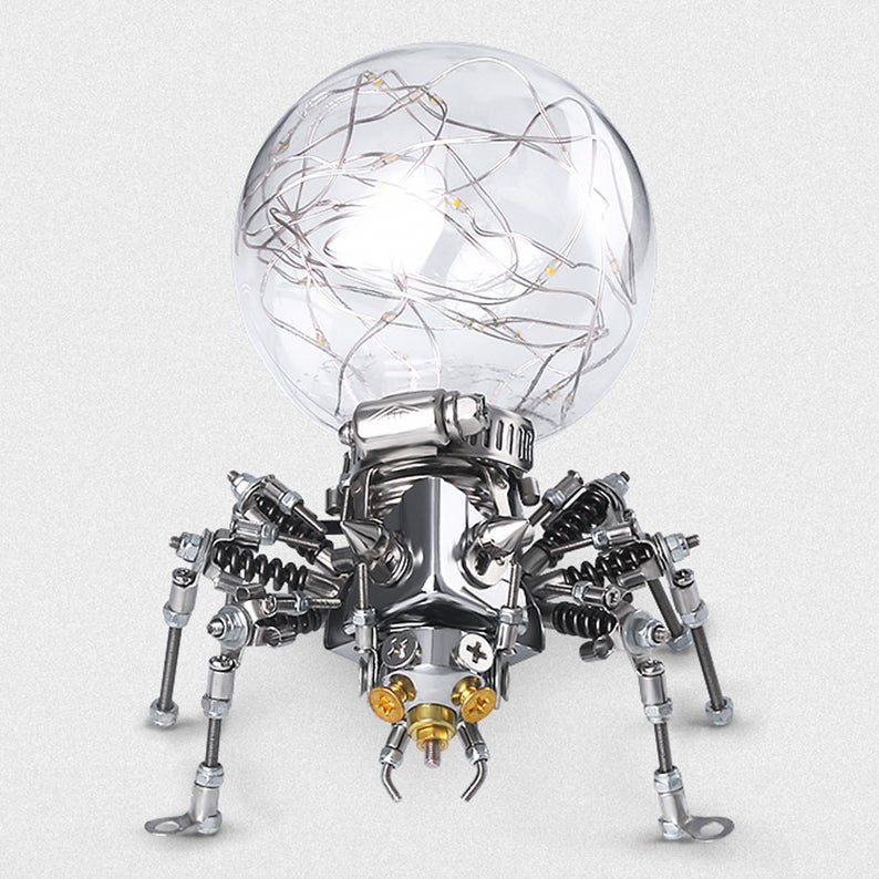 Steampunk Spider Lamp | Finished Metal Model Puzzle Model Kit Reading Light Art Steampunk for Home Decor Sculpture Robots Aesthetic Art