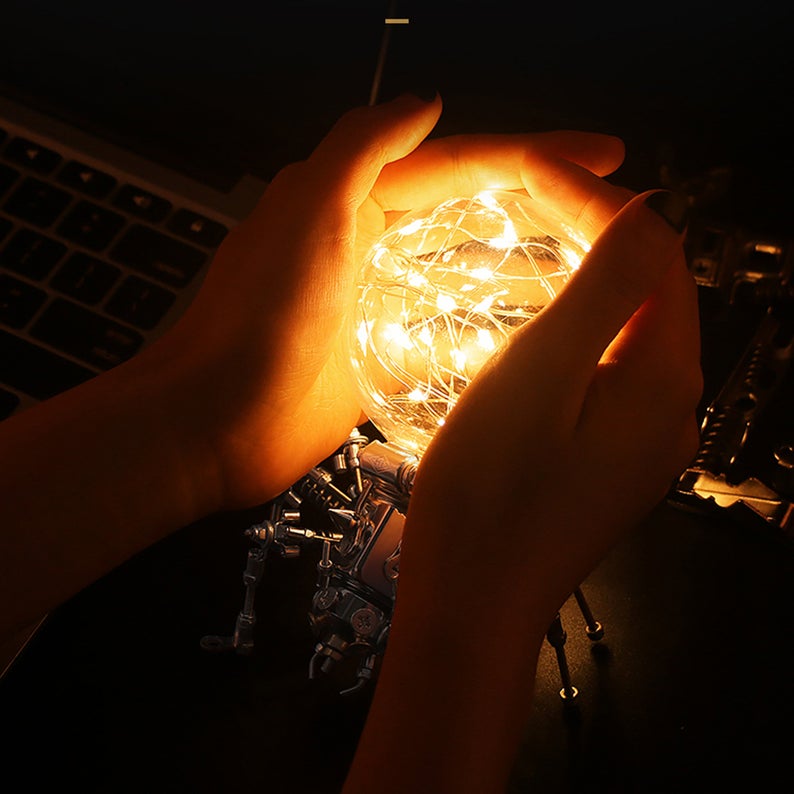 Steampunk Spider Lamp | Finished Metal Model Puzzle Model Kit Reading Light Art Steampunk for Home Decor Sculpture Robots Aesthetic Art