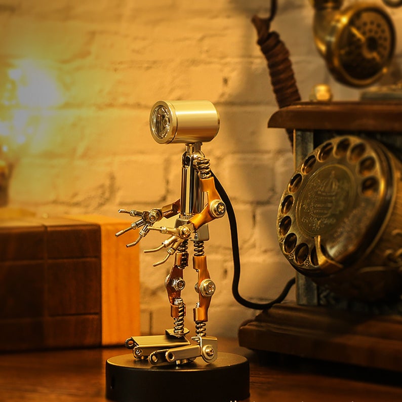 Steampunk Lamp | Metal Model Puzzle Model Kit Reading Light DIY Art Steampunk for Home Decor or As Gift Sculpture Robots Aesthetic Art