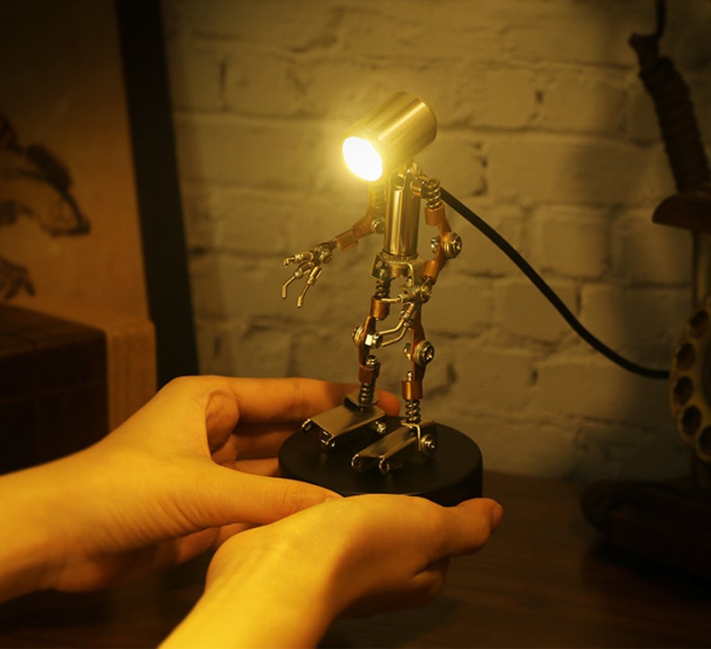 Steampunk Lamp | Metal Model Puzzle Model Kit Reading Light DIY Art Steampunk for Home Decor or As Gift Sculpture Robots Aesthetic Art
