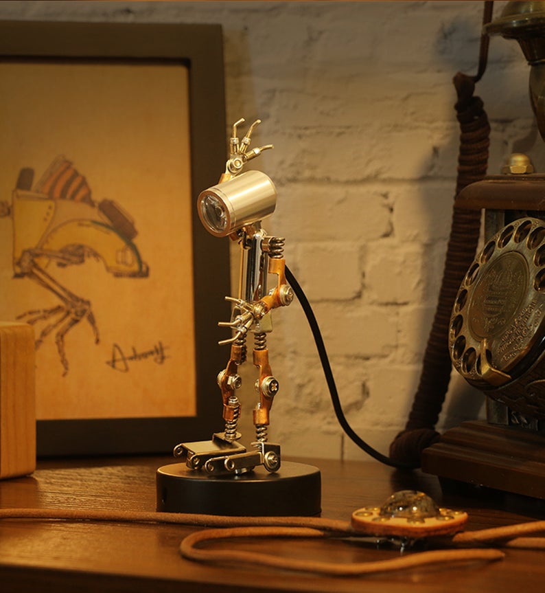 Steampunk Lamp | Metal Model Puzzle Model Kit Reading Light DIY Art Steampunk for Home Decor or As Gift Sculpture Robots Aesthetic Art