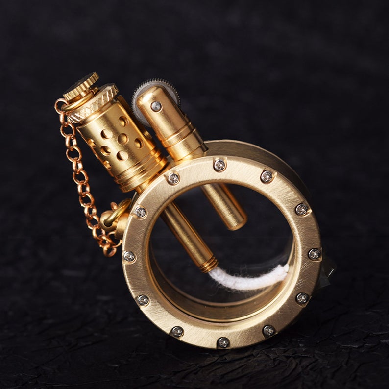 Steampunk Lighter Tranparent Handmade Antique Oil Vintage Retro with Pigment Color to Change Best Top Gasoline Oil Lighters Gifts for Men