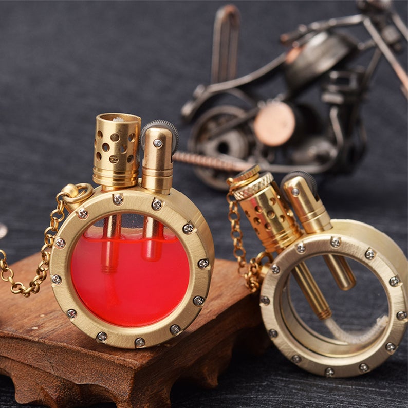 Steampunk Lighter Tranparent Handmade Antique Oil Vintage Retro with Pigment Color to Change Best Top Gasoline Oil Lighters Gifts for Men
