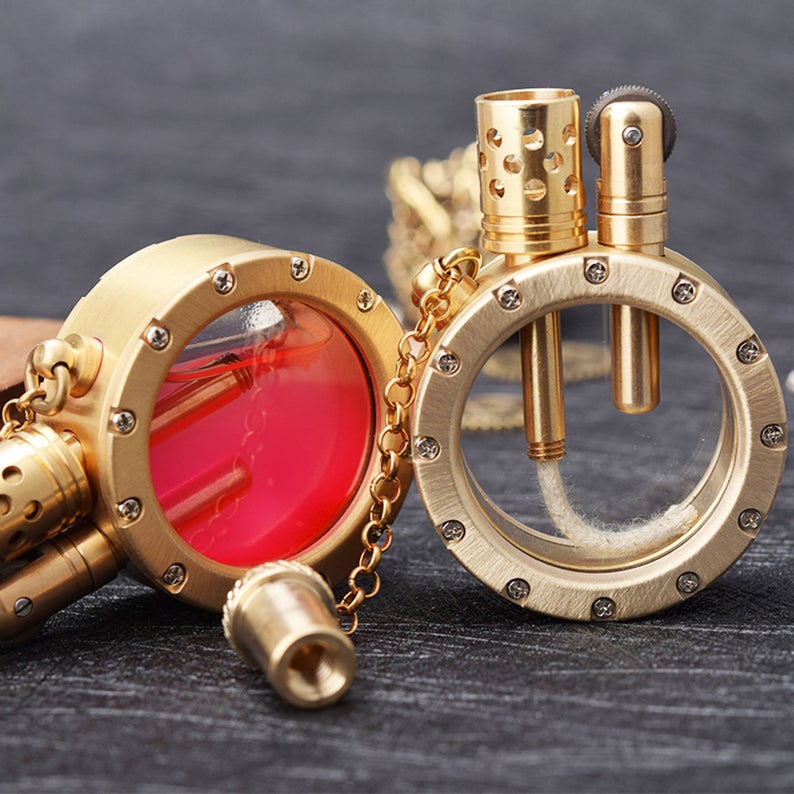 Steampunk Lighter Tranparent Handmade Antique Oil Vintage Retro with Pigment Color to Change Best Top Gasoline Oil Lighters Gifts for Men