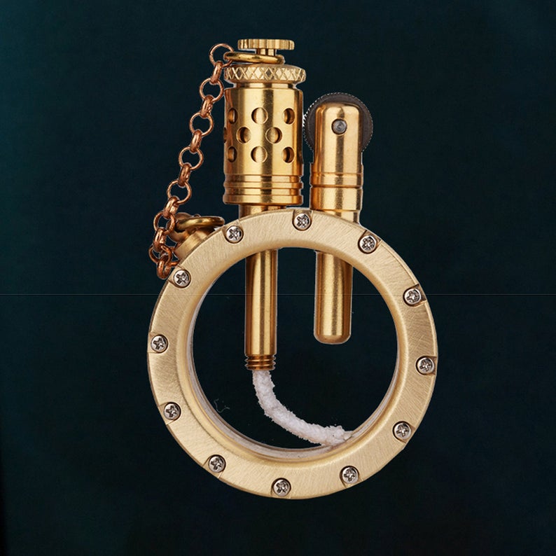 Steampunk Lighter Tranparent Handmade Antique Oil Vintage Retro with Pigment Color to Change Best Top Gasoline Oil Lighters Gifts for Men