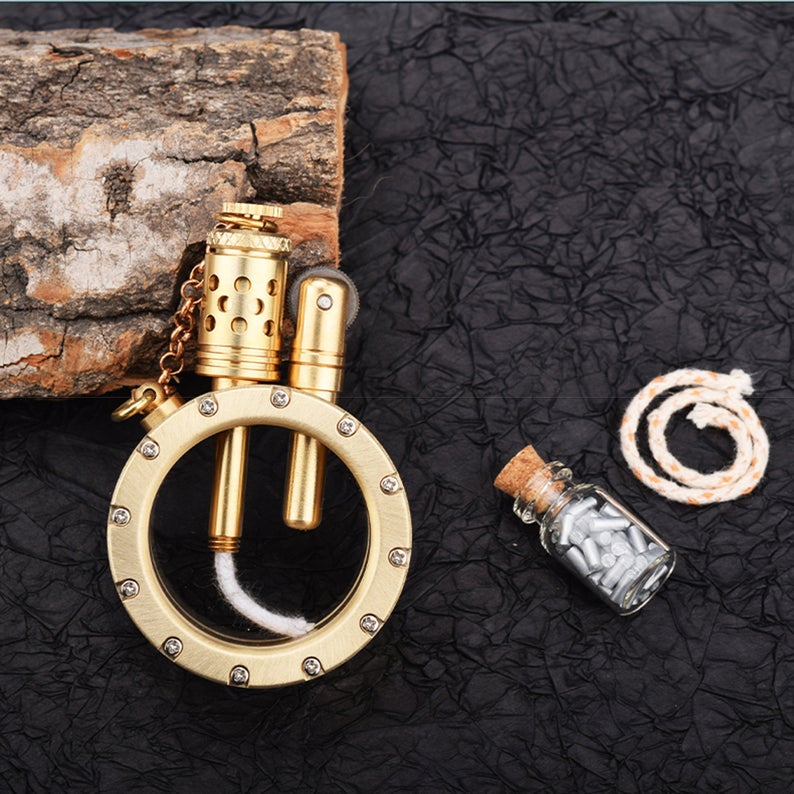 Steampunk Lighter Tranparent Handmade Antique Oil Vintage Retro with Pigment Color to Change Best Top Gasoline Oil Lighters Gifts for Men