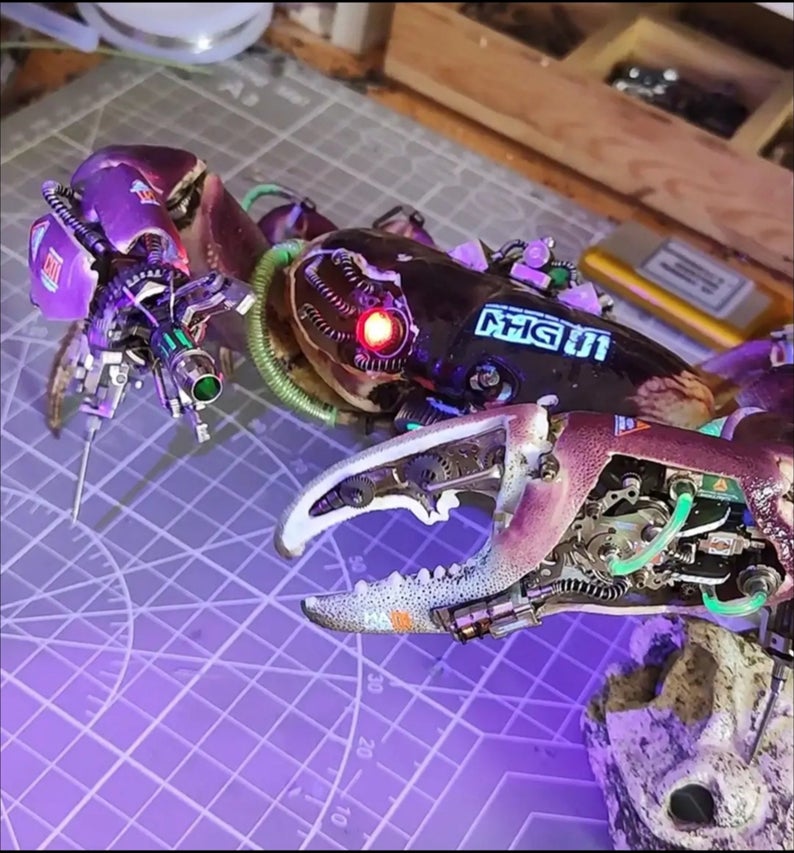 Steampunk Beetle Handmade Clockwork Real Gecarcoidea Lalandii Framed Insect Taxidermy Art Cyberpunk Sculpture Table Desk Decor Ornament