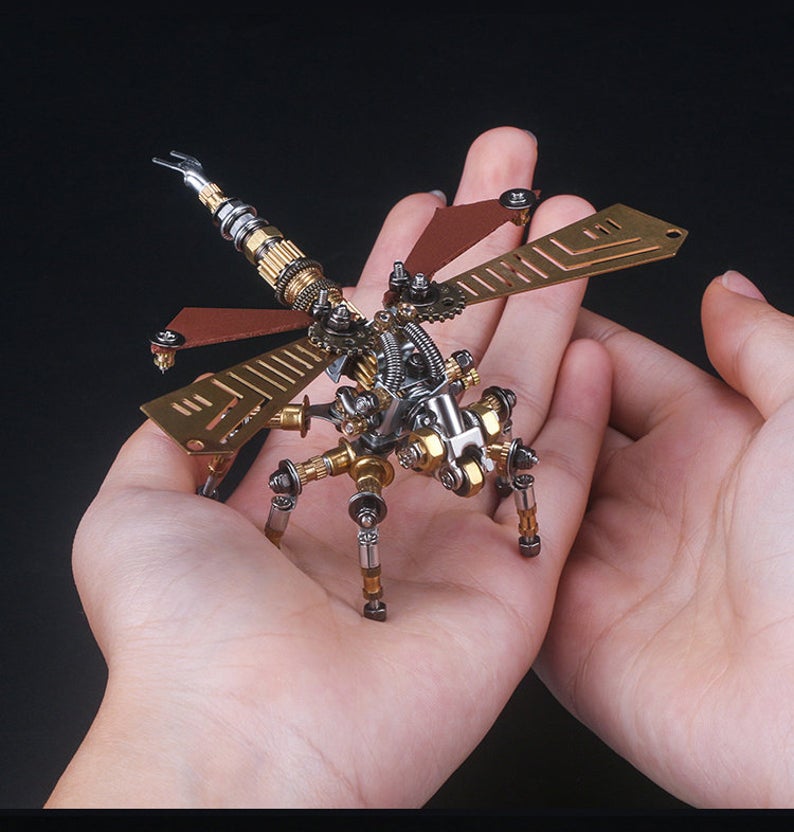 Dragonfly steampunk | 243 Pcs Metal Insect Puzzle Model Kit 3D diy Mechanical Assembly jigsaw Assemble Models decor