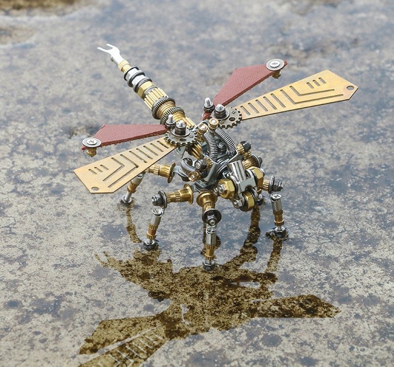 Dragonfly steampunk | 243 Pcs Metal Insect Puzzle Model Kit 3D diy Mechanical Assembly jigsaw Assemble Models decor