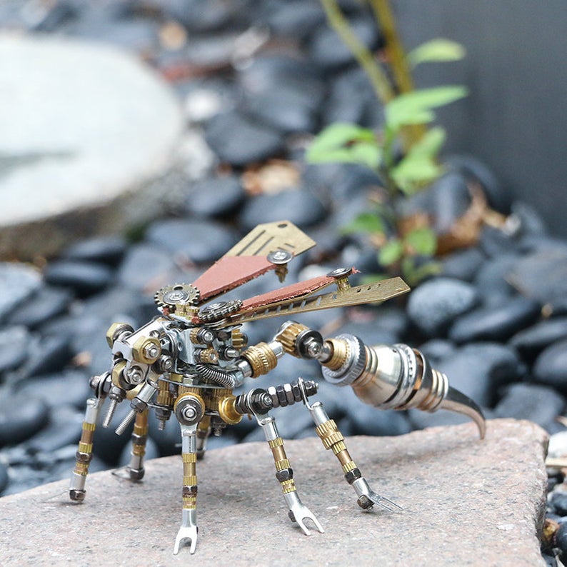 Wasp Steampunk | 295Pcs Metal Insect Puzzle Model Kit 3D DIY Mechanical Assembly Jigsaw Crafts decor