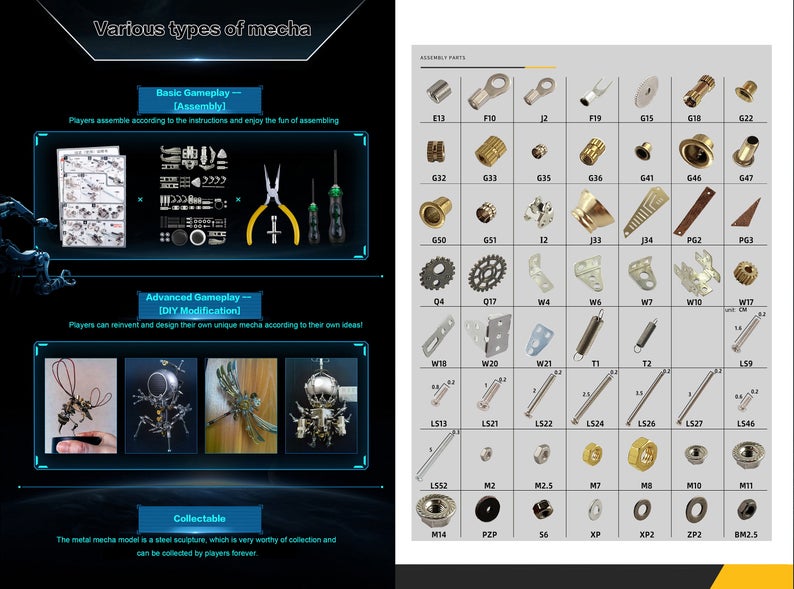 Wasp Steampunk | 295Pcs Metal Insect Puzzle Model Kit 3D DIY Mechanical Assembly Jigsaw Crafts decor