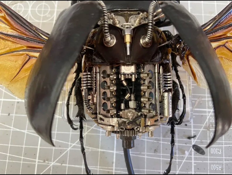 Steampunk Beetle Insect Megasoma Actaeon Powered By A V8 Engine Clockwork Cyberpunk Sculpture Table Desk Decor Ornament Aesthetic Art