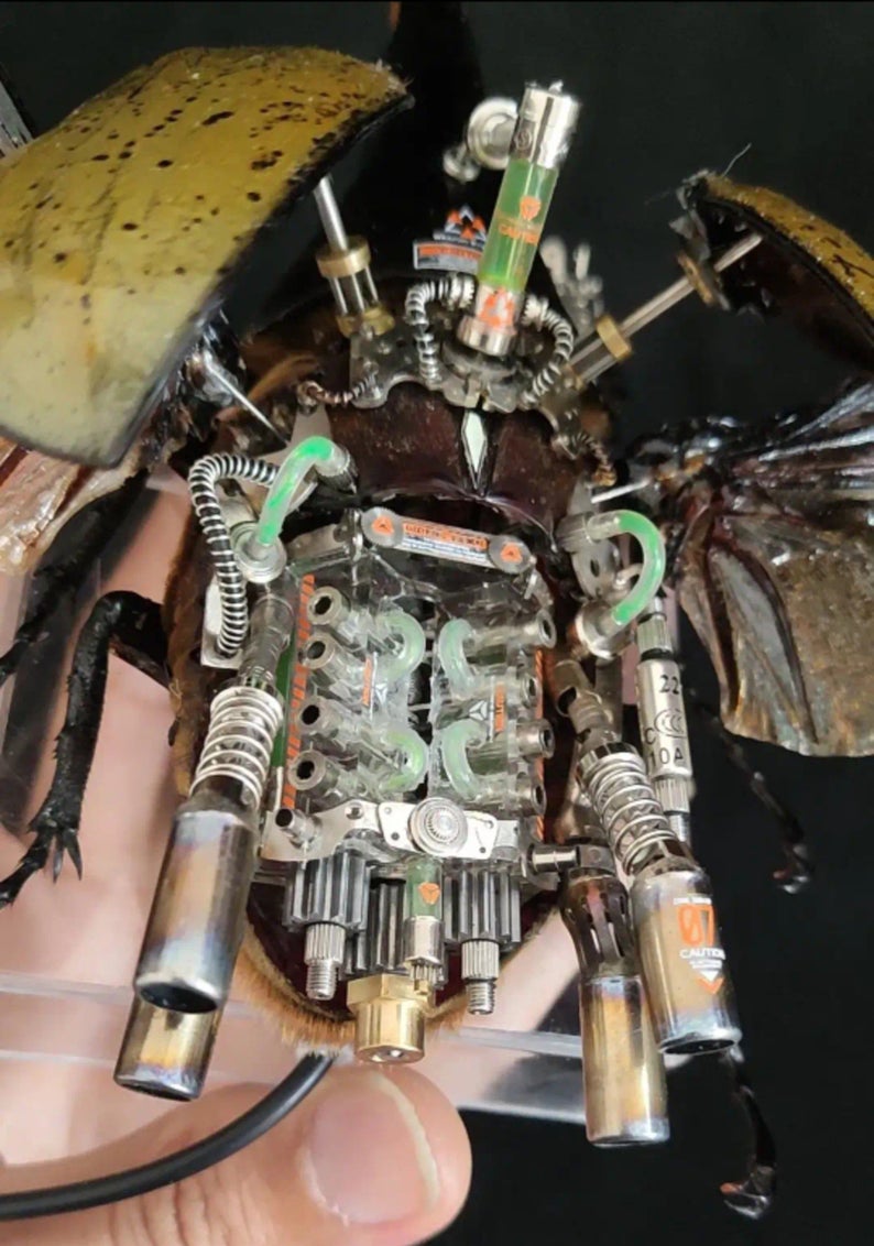 Steampunk Beetle Insect Machine Clockwork Dynastes Neptunus Cyberpunk With A V8 Engine Sculpture Table Decor Ornament Robots Aesthetic Art