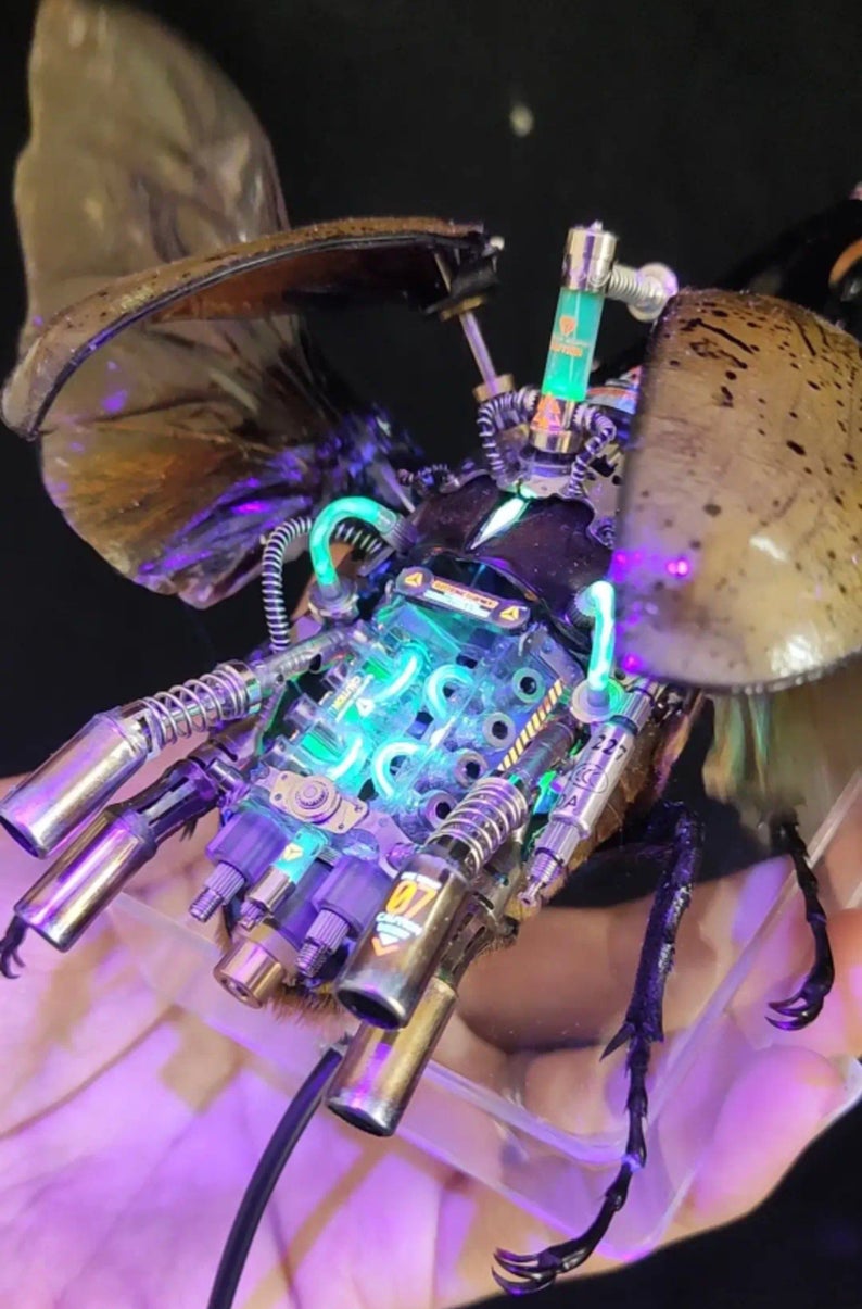 Steampunk Beetle Insect Machine Clockwork Dynastes Neptunus Cyberpunk With A V8 Engine Sculpture Table Decor Ornament Robots Aesthetic Art