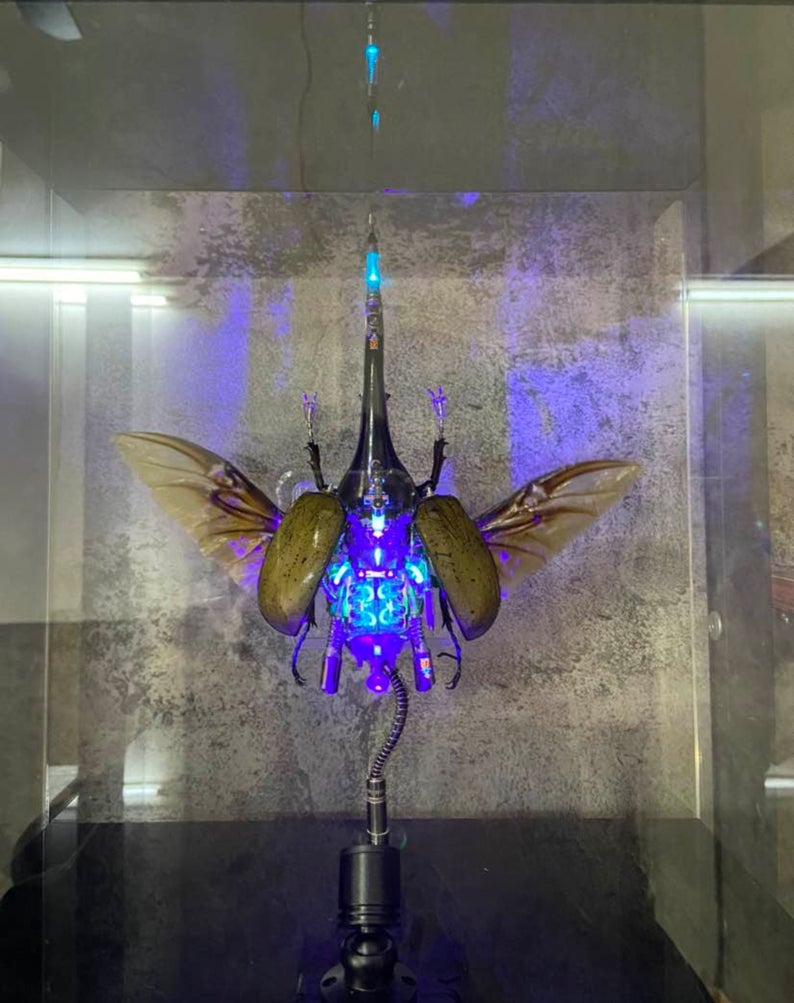 Steampunk Beetle Insect Machine Clockwork Dynastes Neptunus Cyberpunk With A V8 Engine Sculpture Table Decor Ornament Robots Aesthetic Art
