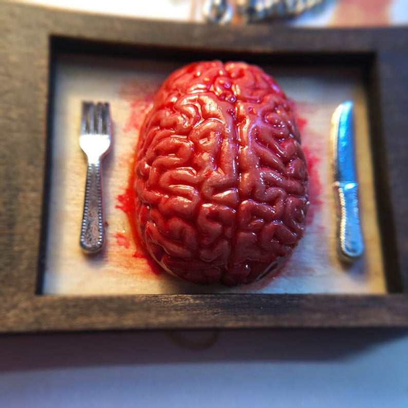 Bloody Brain Pendant Drop Horror Prop Halloween Decor &amp; Party for Steampunk Lover Biker Gangs Horror Movie Fan Gift Jewelry Creepy Pendant